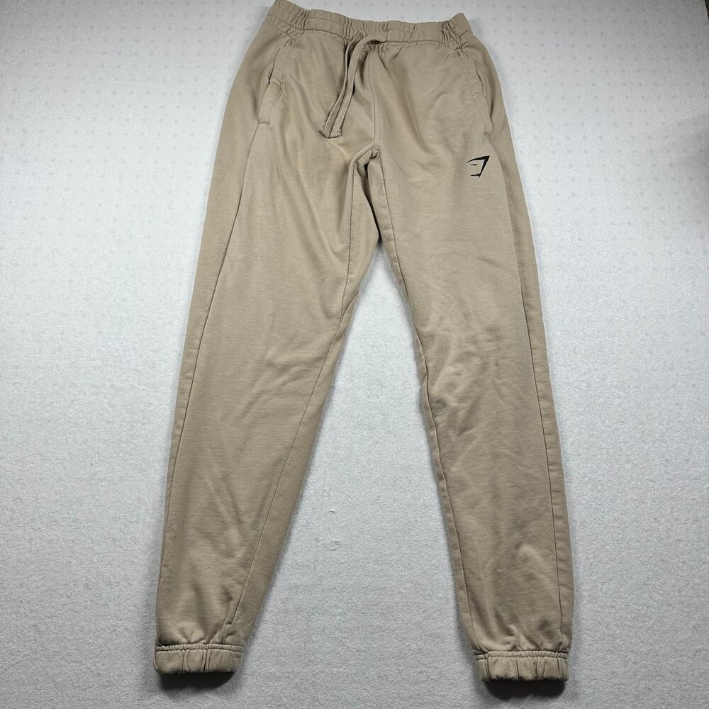 Gymshark Sweatpants Men Small Tan Joggers Athletic Drawstring Casual